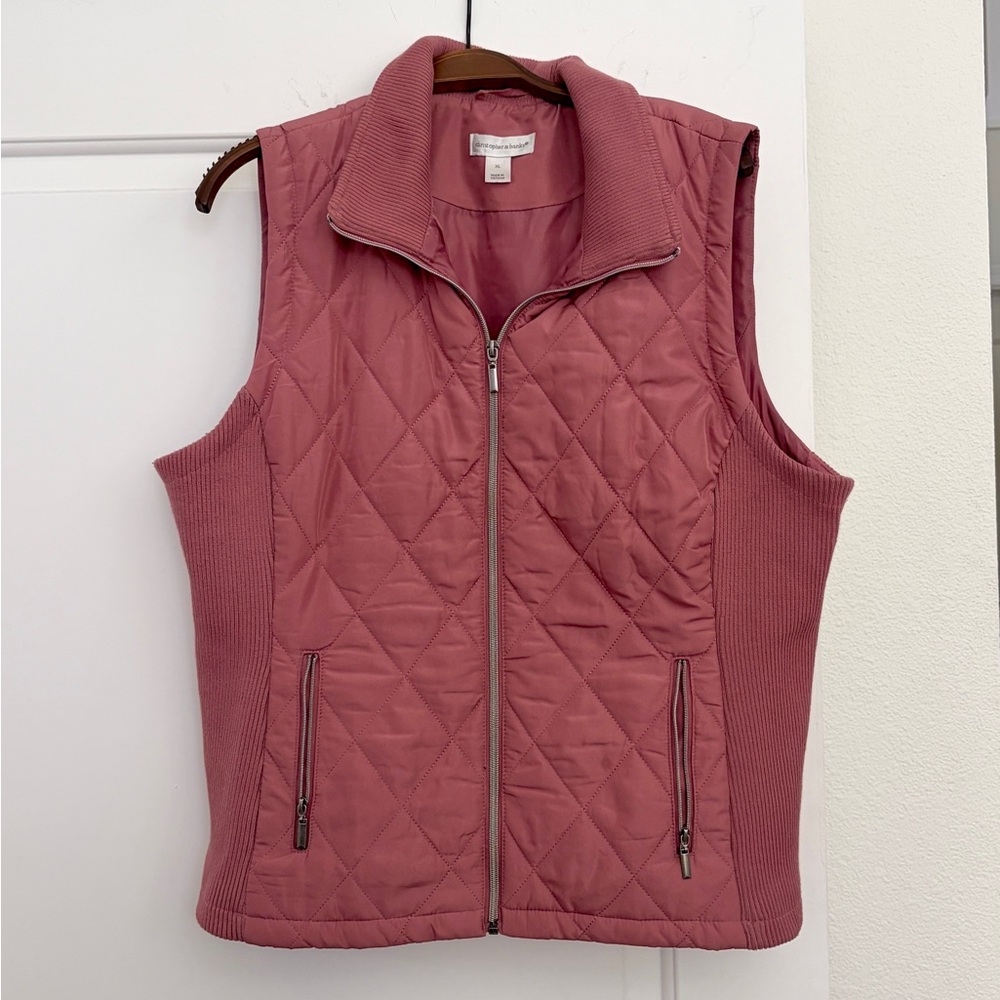 Christopher & Banks Dusty Pink Quilted Vest